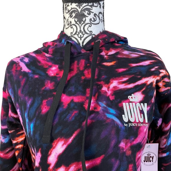 Juicy Couture | Women's Black Tie Dye French Terry Long Sleeve Hoodie XS - Picture 5 of 9